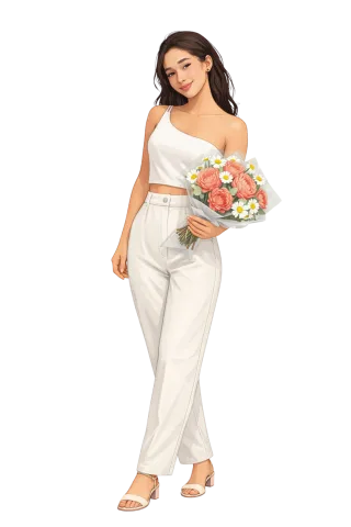 Fashion illustration Elegant woman White outfit Stickdatei