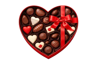 Chocolate box Heart shaped chocolates Valentine gift Stickdatei