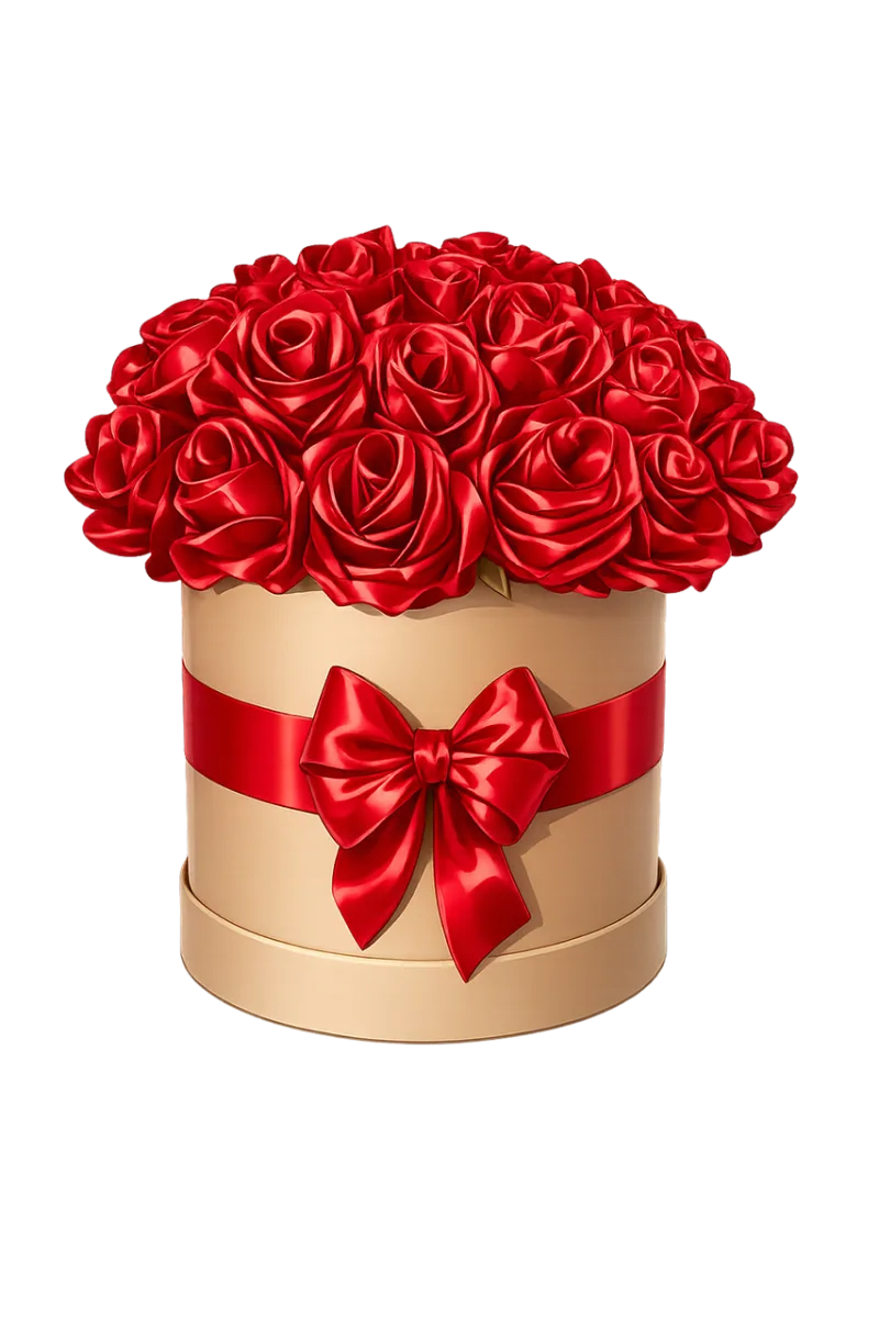 Red roses Rose box Flower arrangement Stickdatei – Herzen & Liebe
