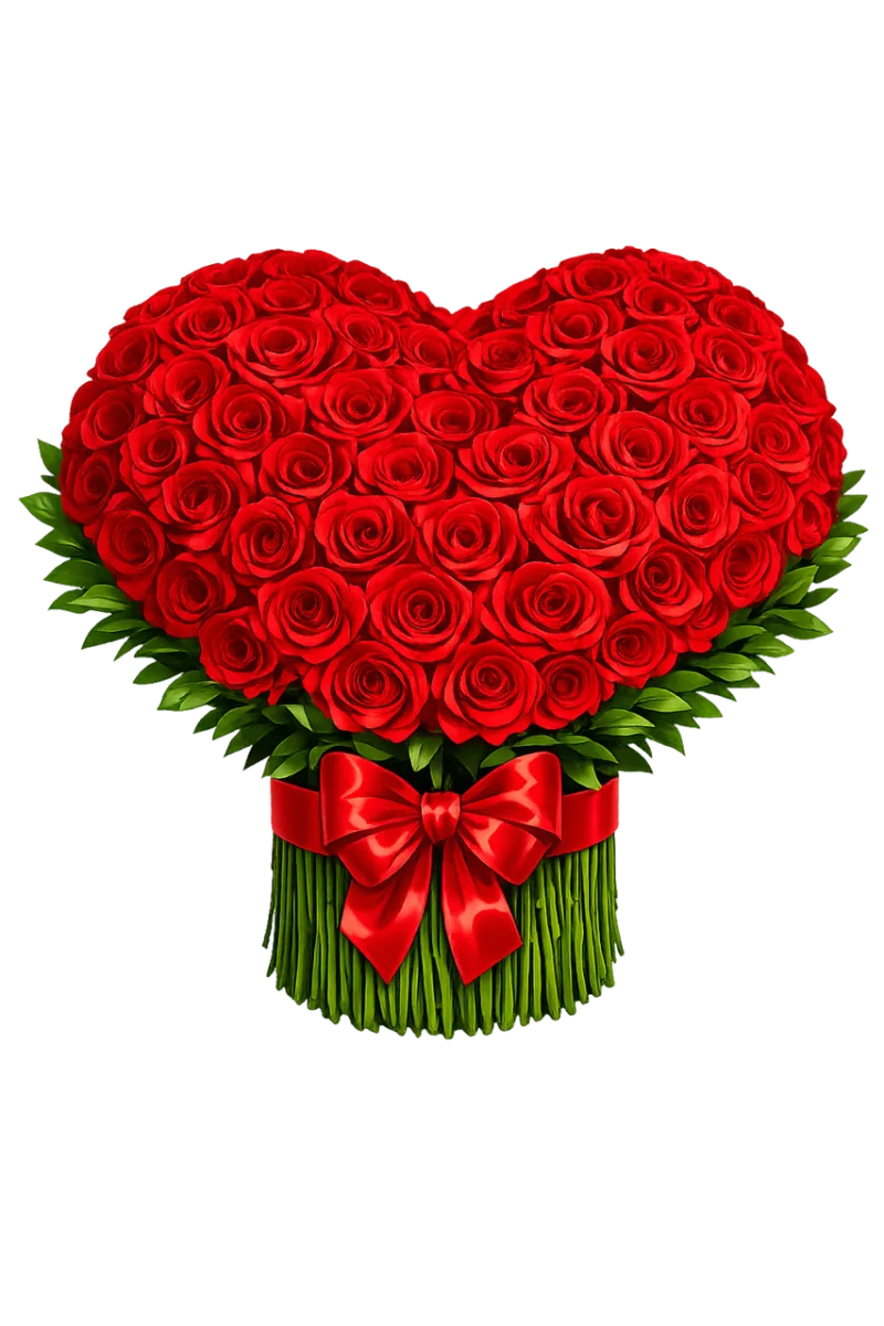 Red roses Heart shaped bouquet Romantic flowers Stickdatei – Herzen & Liebe