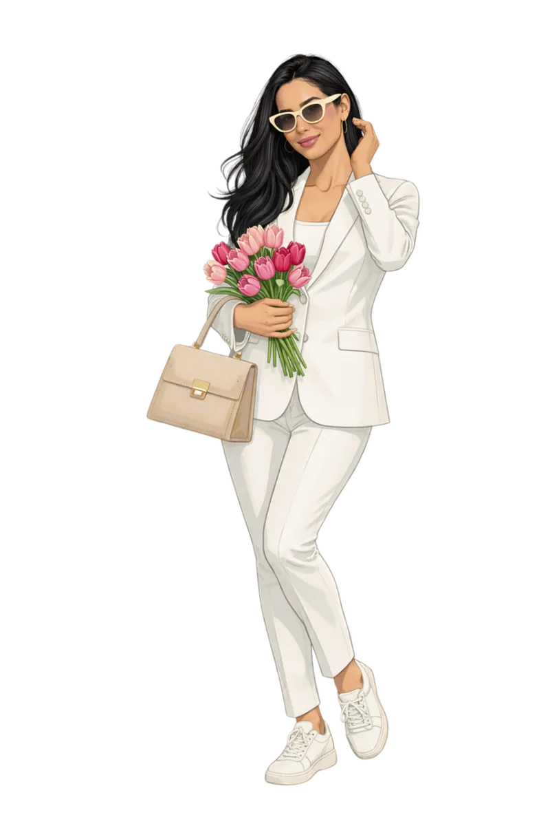 Fashion illustration Stylish woman Elegant outfit Stickdatei – Blumen