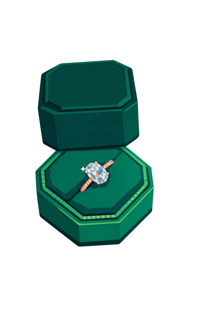 Jewelry illustration Engagement ring Gemstone sparkle Stickdatei – Herzen & Liebe