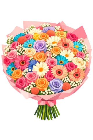 Flower bouquet Colorful flowers Floral illustration Stickdatei