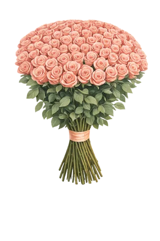 Pink roses Romantic bouquet Floral illustration Stickdatei