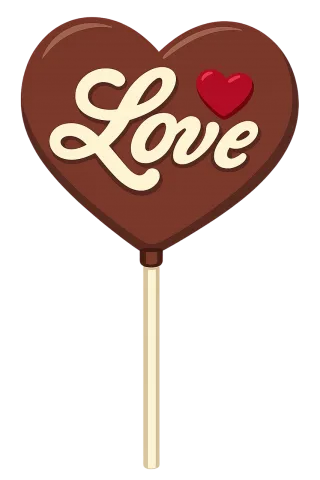 Chocolate lollipop Heart-shaped candy Love symbol Stickdatei – Essen & Trinken