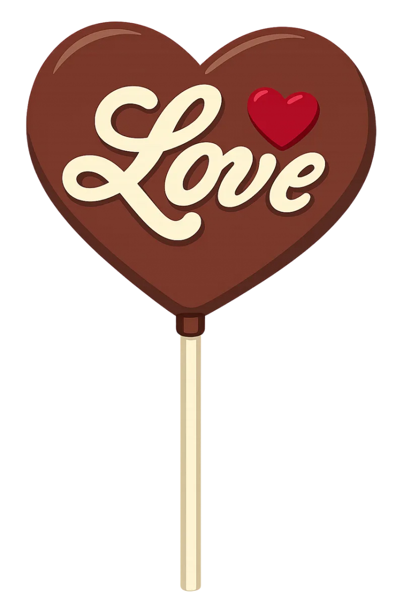Chocolate lollipop Heart-shaped candy Love symbol Stickdatei – Essen & Trinken