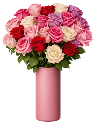Multicolor roses Romantic bouquet Floral illustration Stickdatei