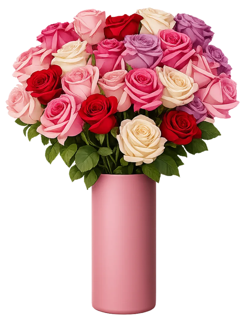 Multicolor roses Romantic bouquet Floral illustration Stickdatei – Blumen