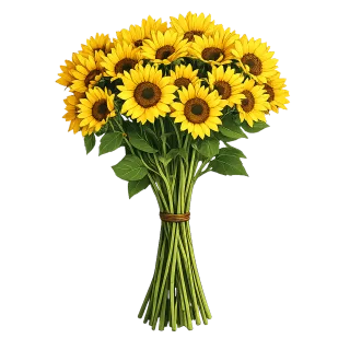 Sunflower bouquet Floral illustration Romantic flowers Stickdatei