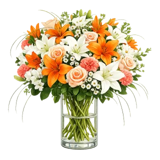 Mixed flower bouquet Floral illustration Romantic arrangement Stickdatei