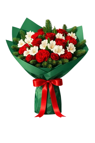 Festive bouquet Red roses Red carnations Stickdatei
