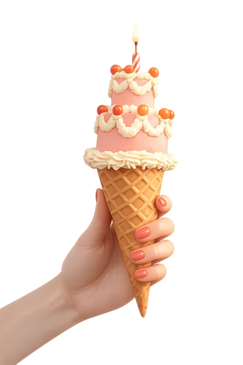 Birthday cake Ice cream cone Cake cone Stickdatei – Essen & Trinken