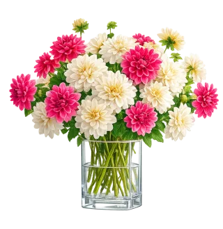 Dahlia bouquet Mixed dahlias Pink dahlias Stickdatei