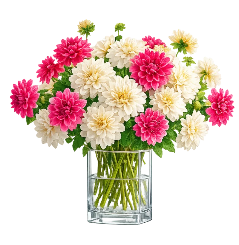 Dahlia bouquet Mixed dahlias Pink dahlias Stickdatei – Herzen & Liebe
