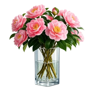 Camellia bouquet Pink camellias Floral arrangement Stickdatei
