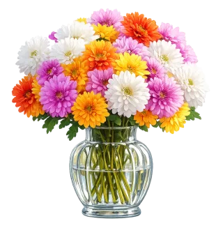 Zinnia bouquet Mixed zinnias Colorful flowers Stickdatei