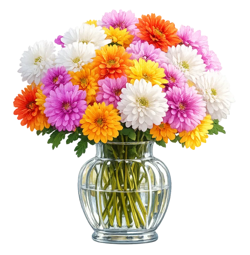 Zinnia bouquet Mixed zinnias Colorful flowers Stickdatei – Herzen & Liebe