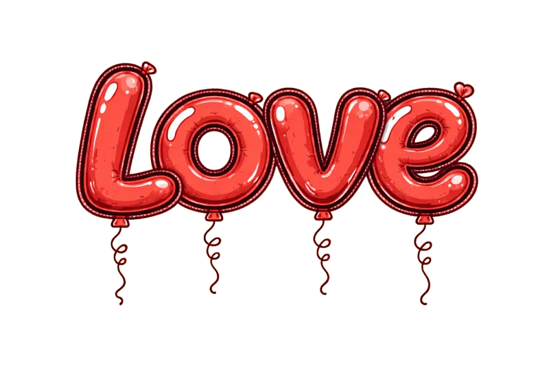 Love Balloon letters Red balloons Stickdatei – Herzen & Liebe