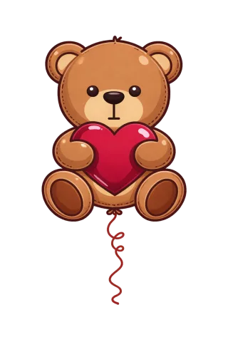 Teddy bear Cute bear Heart balloon Stickdatei