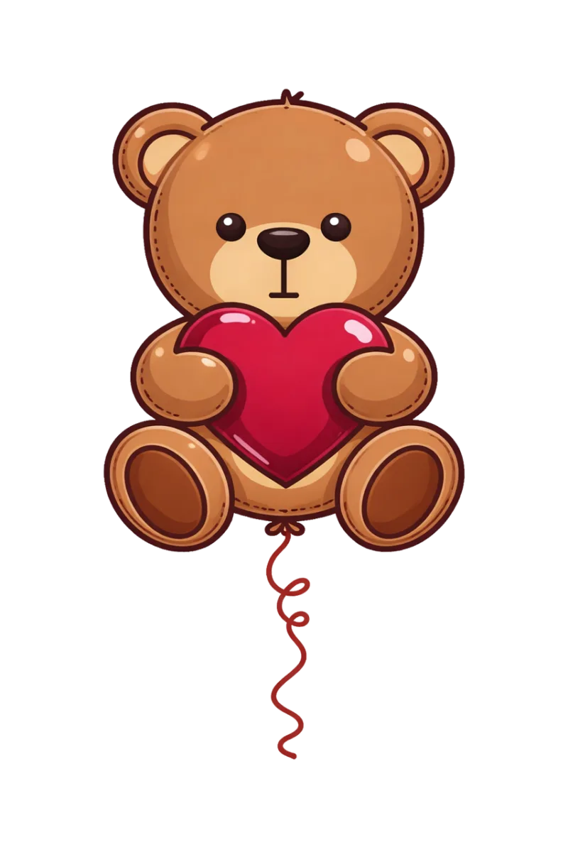 Teddy bear Cute bear Heart balloon Stickdatei – Kinder