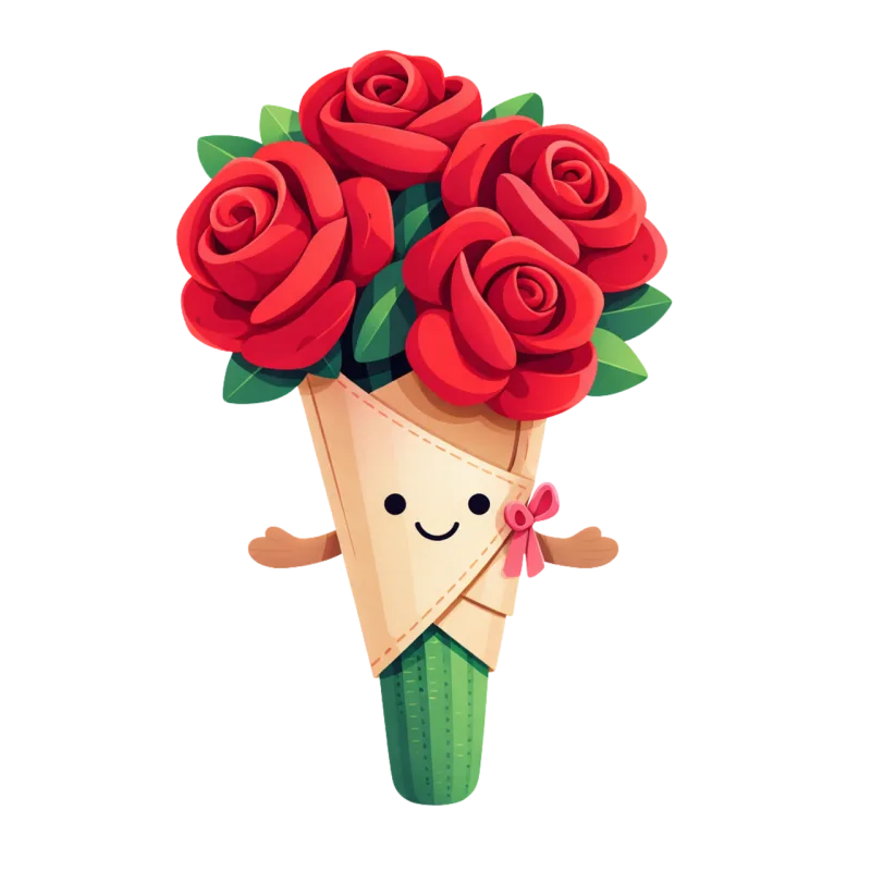 Rose bouquet Red roses Cute bouquet Stickdatei – Herzen & Liebe