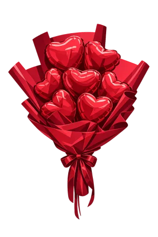 Heart bouquet Red hearts Burgundy hearts Stickdatei