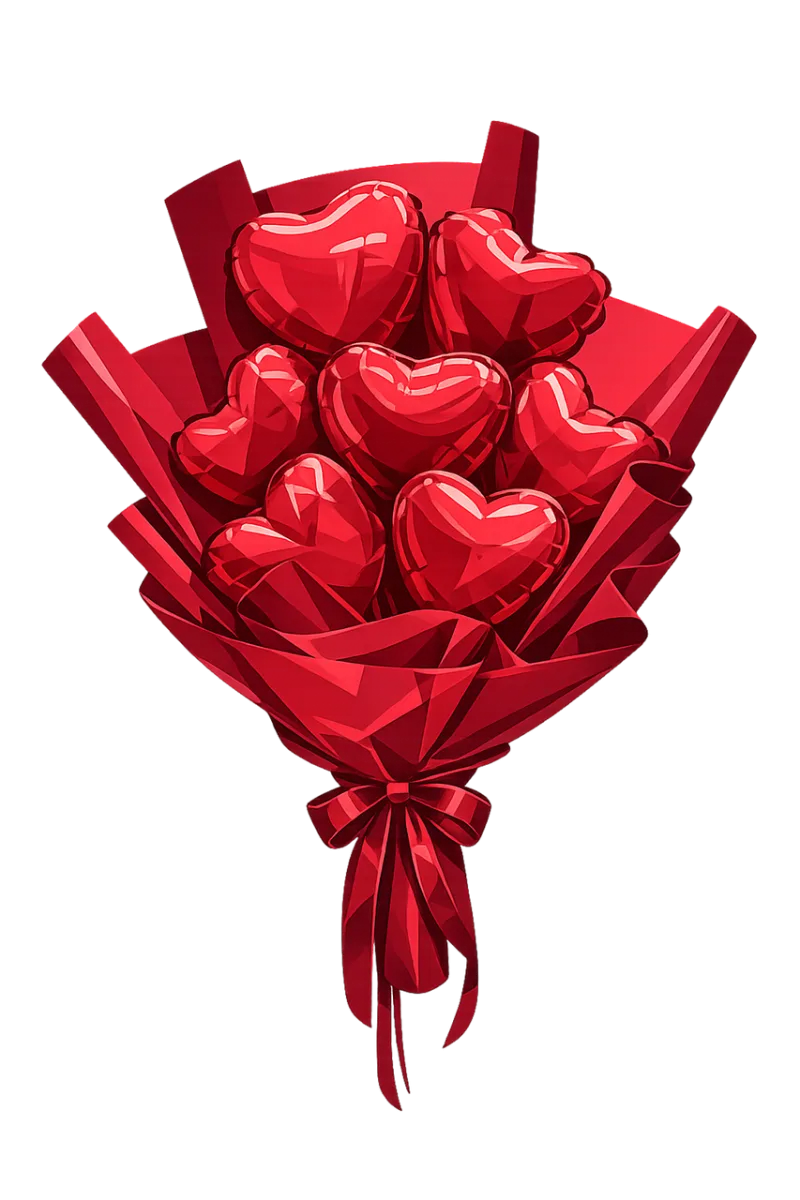 Heart bouquet Red hearts Burgundy hearts Stickdatei – Herzen & Liebe