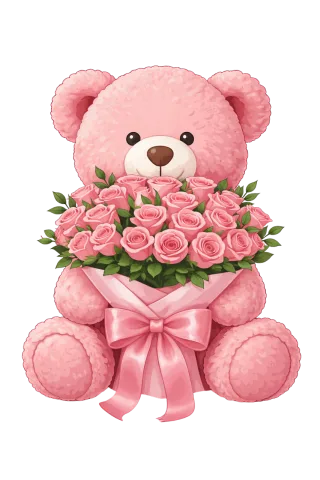 Teddy bear Pink bear Cute animal Stickdatei