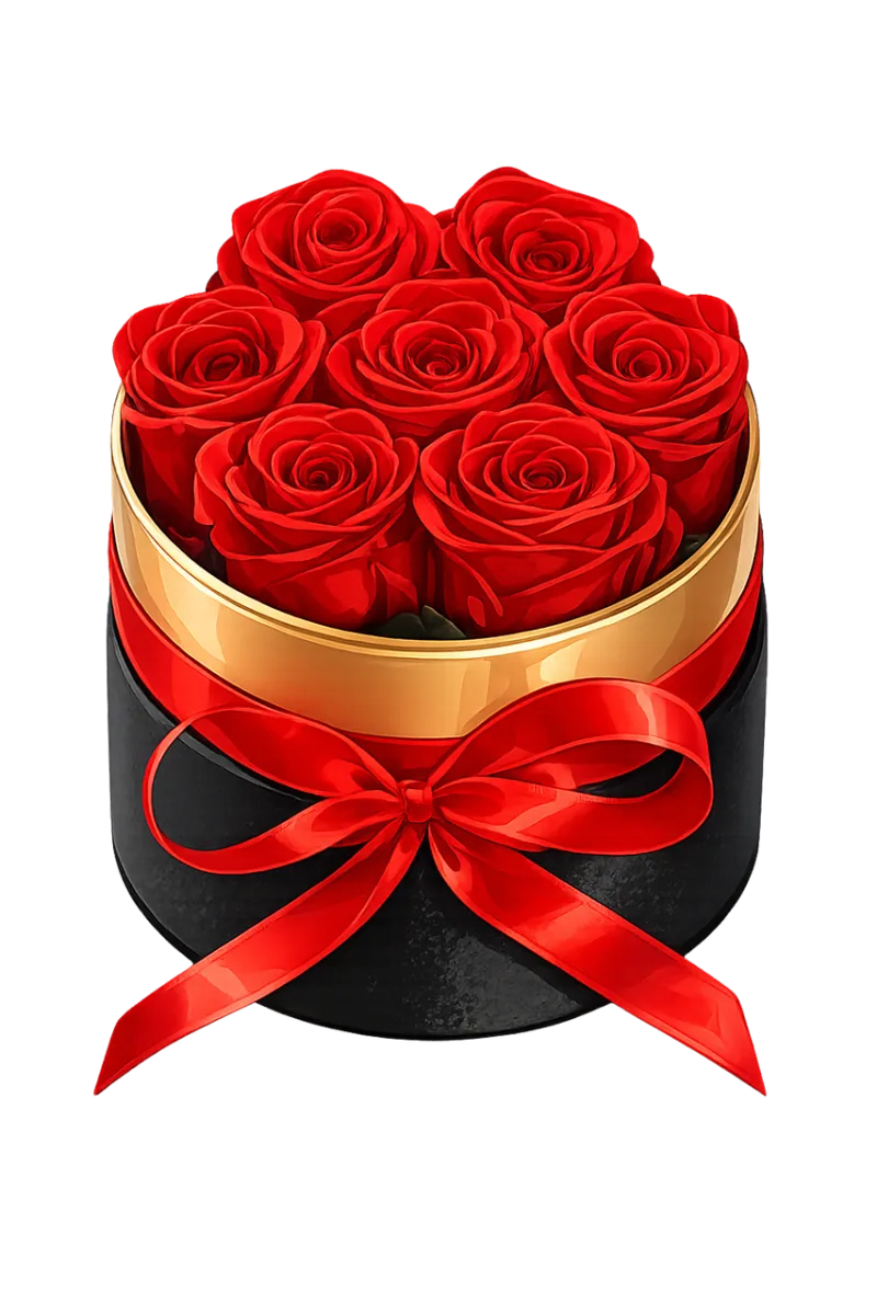 Red roses Rose box Flower arrangement Stickdatei – Herzen & Liebe