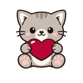 Cute cat Kitten Heart Stickdatei – Herzen & Liebe