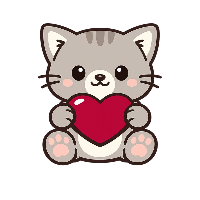 Cute cat Kitten Heart Stickdatei – Herzen & Liebe