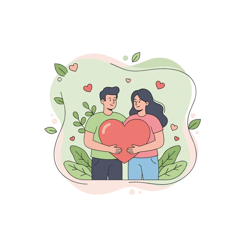 Couple illustration Holding heart Love concept Stickdatei – Herzen & Liebe