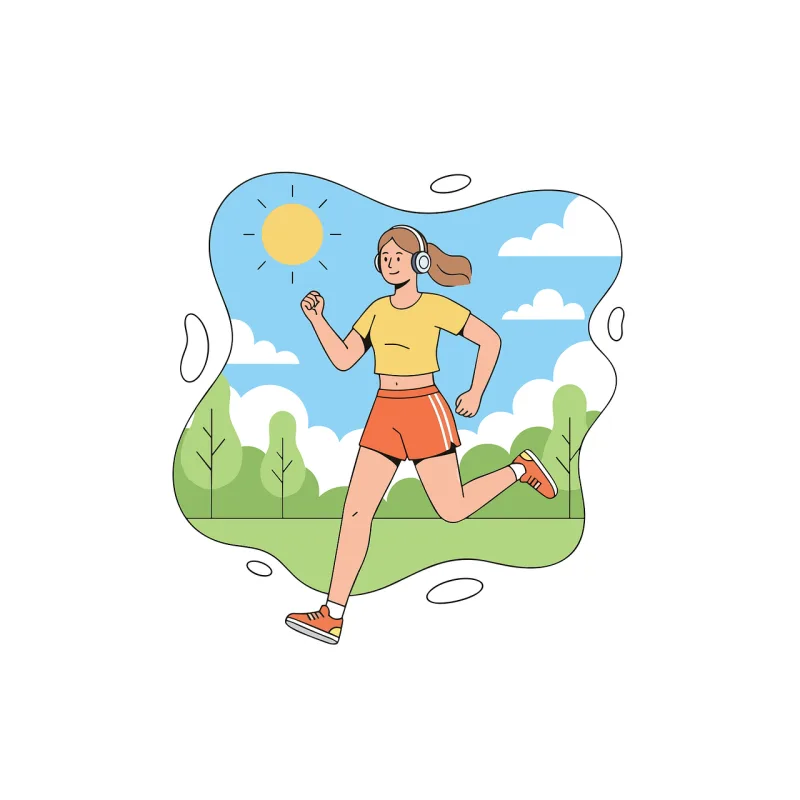 Running woman illustration Outdoor fitness Healthy lifestyle Stickdatei – Musik