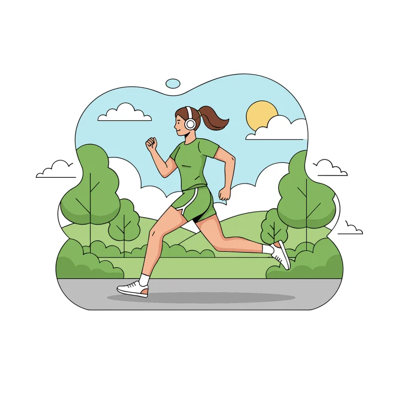 Jogging illustration Woman running Outdoor workout Stickdatei – Sport