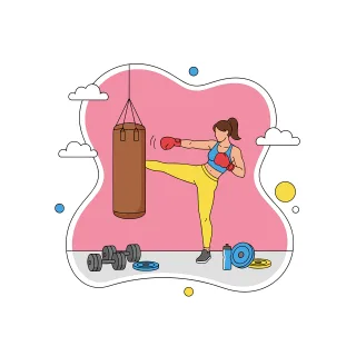 Boxing workout illustration Punching bag training Fitness boxing Stickdatei