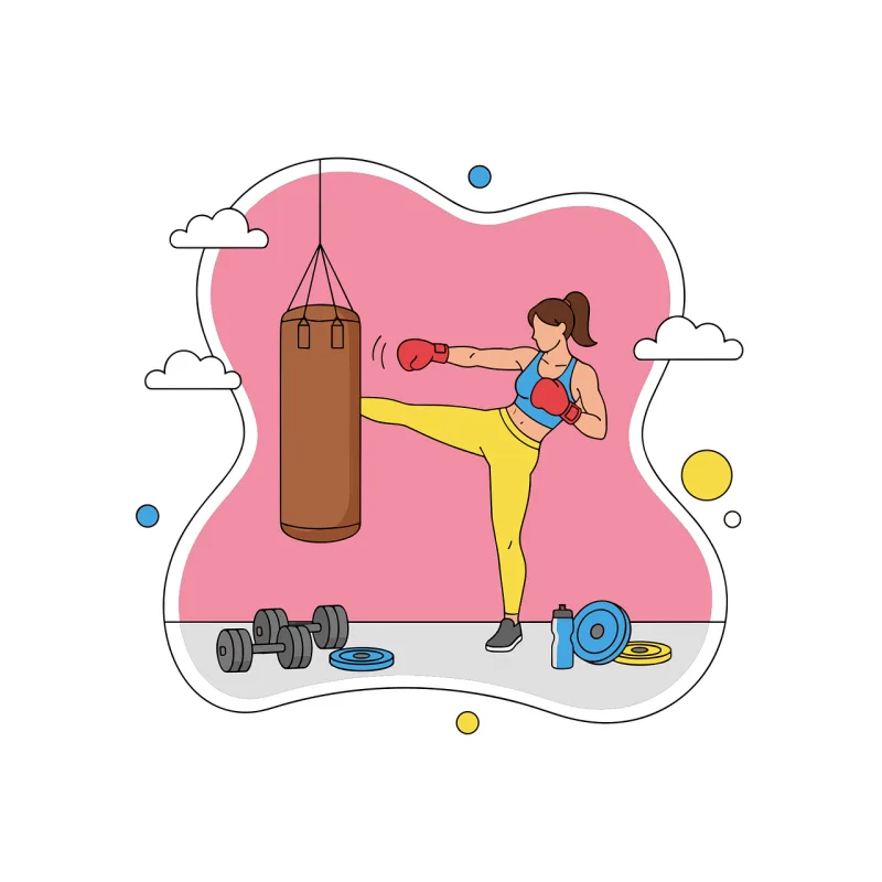 Boxing workout illustration Punching bag training Fitness boxing Stickdatei – Sport