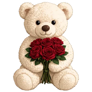 White teddy bear illustration Cute plush toy Cartoon object Stickdatei