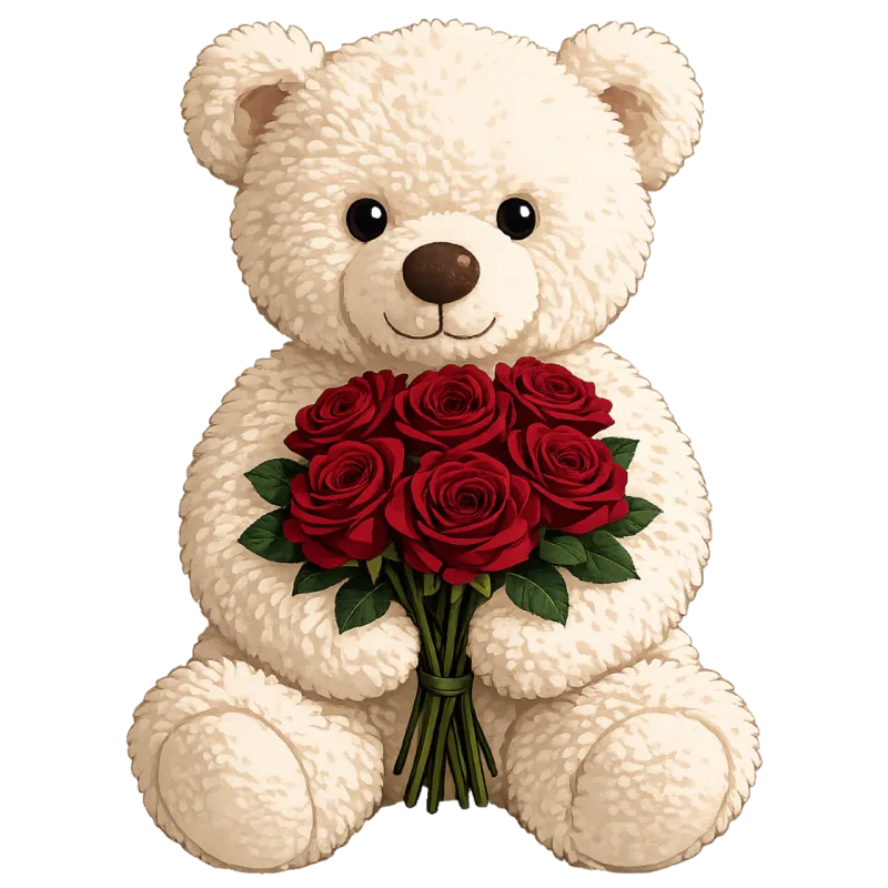 White teddy bear illustration Cute plush toy Cartoon object Stickdatei – Kinder