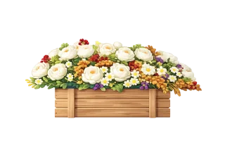 Wooden planter box Floral arrangement Opera burgundy roses Stickdatei