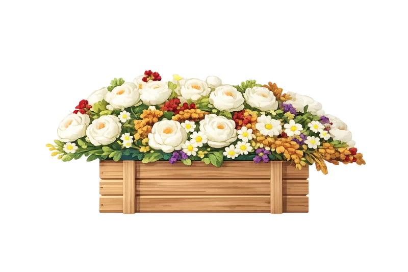 Wooden planter box Floral arrangement Opera burgundy roses Stickdatei – Blumen