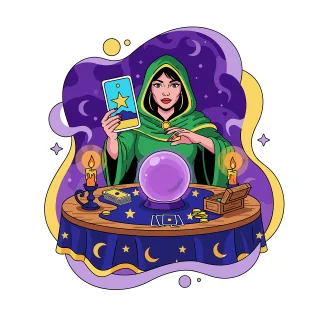 Fortune teller illustration Crystal ball Tarot reading Stickdatei