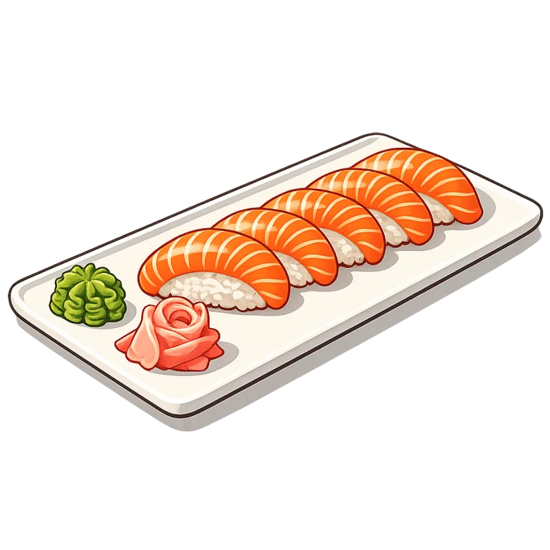 Salmon nigiri Sushi plate Japanese food Stickdatei – Essen & Trinken