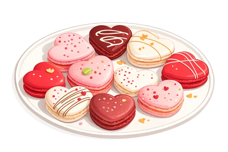 Heart macarons Macarons Valentine dessert Stickdatei – Herzen & Liebe
