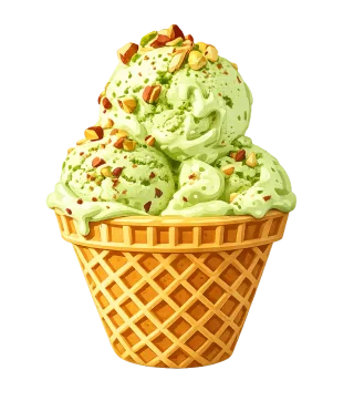 Pistachio ice cream Gelato Ice cream cone Stickdatei