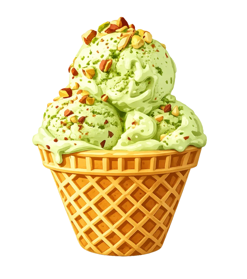 Pistachio ice cream Gelato Ice cream cone Stickdatei – Kinder