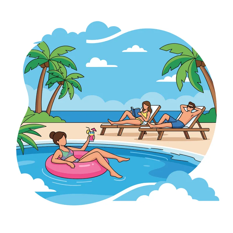 Summer holidays Tropical resort Poolside relaxation Stickdatei – Natur