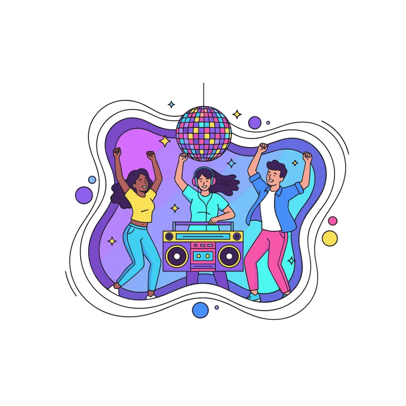 Disco party Dj Dancing people Stickdatei – Musik