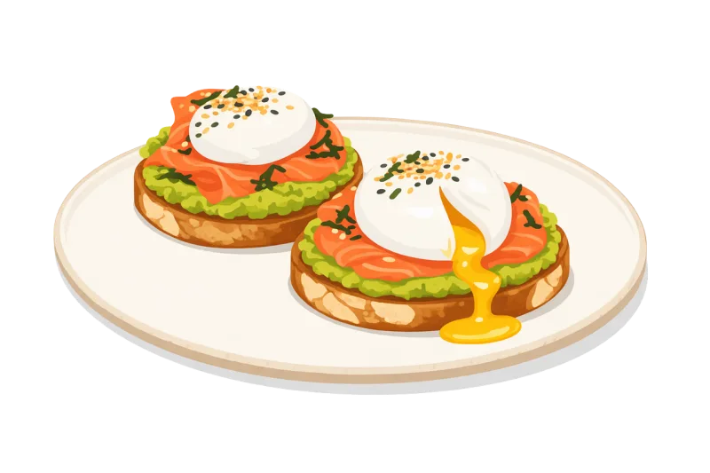Avocado toast Salmon toast Poached egg Stickdatei – Essen & Trinken