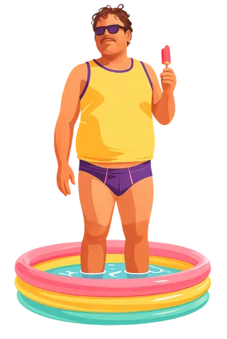Summer illustration Funny man Inflatable pool Stickdatei – Essen & Trinken