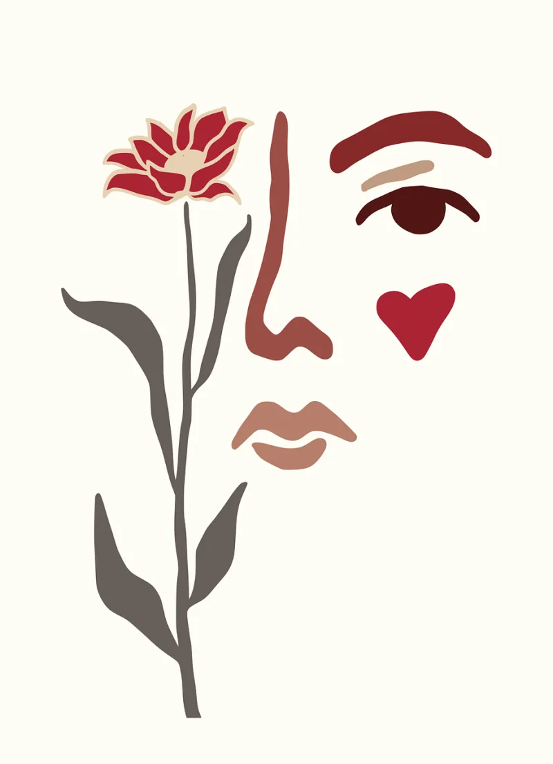 Face Woman Portrait Stickdatei – Herzen & Liebe